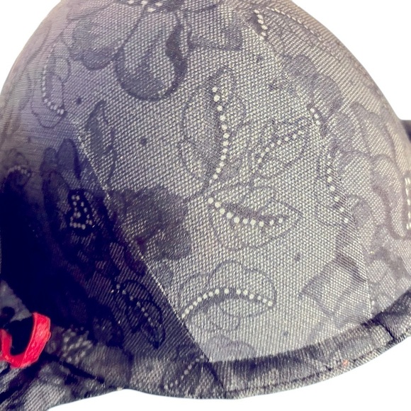 Cacique Boost Plunge Bra With Floral Lace Navy Sz 40 DD Underwire Padded Sexy - Picture 2 of 3